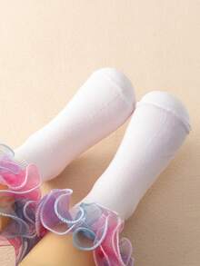 1 Pair Baby Girls' Lace Trim Ruffle Princess Dance Socks - Multicolor - View 2