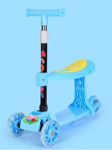 Scooter con Asiento, Patín del Diablo para Niños, Juegos al Aire Libre, Entretenimiento, Resistente - Azul - Ver 4