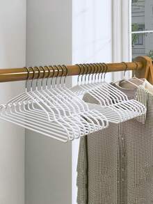 10pcs Anti-Slip Coated Adult Clothes Hangers, Household & Dorm Drying Racks - White - View 7