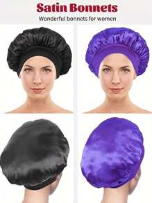 1 pièce / 2 pièces Nouvelle casquette de sommeil élastique à large bord en satin doux et respirant, style mode décontracté et confortable pour usage quotidien