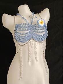 Sexy Lingerie Body Chain For Women, Men & Crossdressers – Acrylic, Crystal, Sequins Chest Harness, Hollow-Out Pendant Vest, Hot Girl Bra Accessories For Nightclubs, Parties, Hotels, Carnivals, Couples