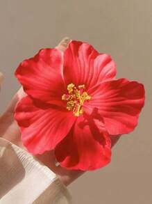 Haarspangen im Hawaii-Blumen-Stil für Frauen, Hibiskus-Haarspange, 3,5 Zoll künstliche Blumenspangen für Urlaub, Strandparty, Haarklammern, Haarspangen