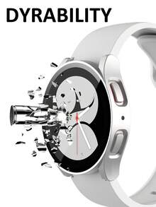 兼容三星 Galaxy Watch 4、5、6 和 7（44 毫米和 40 毫米）。这款二合一保护壳采用防震防刮的硬质 PC 材料，并配有钢化玻璃屏幕保护膜。男女皆宜，时尚运动，佩戴舒适，触控灵敏。 - 銀色 - 查看 2