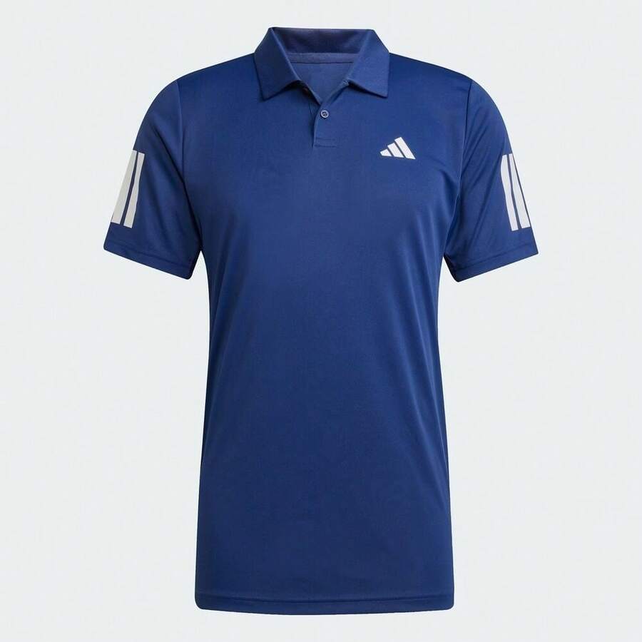Adidas 男式 CLUB 3STR POLO 短袖T恤，针织领短款 TJN9006 - 藍色 - 查看 1