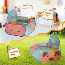 Tienda de campaña con forma de balón hexagonal de jirafa azul, carpa de piscina de pelotas de fácil apertura para niños y niñas, tienda de piscina de pelotas con aro de baloncesto, juego portátil para la playa o el patio, mejor regalo para las vacaciones