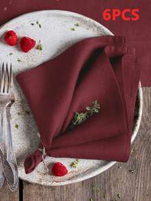 2/6/12pcs Wine Red Napkins, Solid Color, Skin-Friendly, Absorbent, Suitable For Restaurant, Home, Banquet, Holiday Party Decoration, Breathable, Lightweight - Red - View 10
