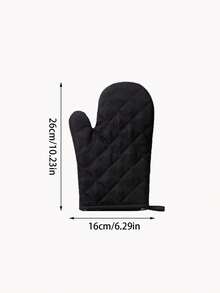 1pc Black Oven Mitt, Thick Microwave Glove, Heat Resistant Glove, Double Layer Quilted Oven Mitts, Everyday Kitchen Cooking Baking Heat Resistant Microwave Gloves, High Heat Resistant Oven Mitts For Baking Cooking, Heat Insulation Glove, Cooking Gloves, Baking Gloves, Suitable For Steamer Baking Tools. - Black - View 6
