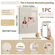 1 件，带框装饰，帆布印刷装饰画，帆布海报 - 复古红色比基尼艺术印刷，夏季风格卧室和客厅墙壁装饰，现代复古家居装饰礼品，室内墙壁艺术绘画，厨房走廊装饰，春夏主题的理想选择，卧室墙壁艺术 | 复古比基尼设计 | 艺术墙面装饰，海滩主题装饰 - 彩色 - 查看 15