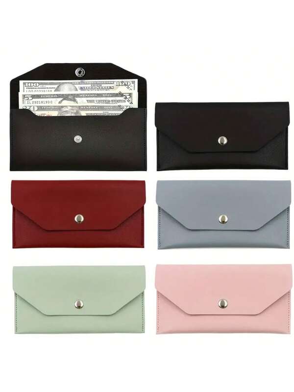 Leather Money Envelope Wallet, Reusable Coin Envelope Wallet, Simple Solid Color Long Wallet, Fashionable Casual Wallet, Leather Multifunctional Card Holder, Card Holder Envelope Card Holder, Suitable For Men And Women, Summer Travel Wallet, Back To School Gift, Back To School Travel Supplies