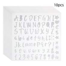 800pcs/10sheets Silver Glitter Alphabet Letter & Number Stickers, 1 Inch Shiny Silver Adhesive Letter Decals For DIY Crafts, Scrapbooking, Address Labels, Decoration, Gifts, School Supplies,Back To School - Silver - View 10