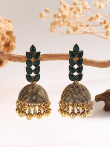 1 Pair Vintage Leaf Earrings With Bells And Tassels, Traditional Jewelry, Suitable For Women To Wear Daily, Festivals, Weddings And Parties/Jewelry Gift