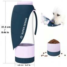 1pc Large Capacity Portable Pet Travel Water Bottle With Food Container, Outdoor Dog Walking Drinking Cup, Dog Water Bottle And Bowl Dispenser, Dog Supplies