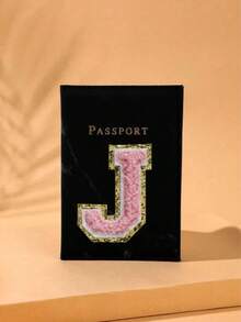 1pc A-Z Letter Travel Passport Holder, PU Material Map Pattern Passport Cover, Pink Color Passport Case, Business Travel Passport WalletFor Travel For Flight Lightweight - Black - View 10