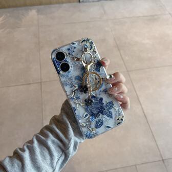 Plant 1pc Transparent TPU Soft Edge Phone Case + Keychain Suit, Large Floral Pattern Phone Protective Cover Compatible With IPhone 7/8/7P/8P/X/XS/XR/XS Max/11/11 Pro/11 Pro Max/12/12 Pro/12 Pro Max/12 Mini/13/13 Pro/13 Pro Max/13 Mini/14/14 Pro/14 Plus/14 Pro Max/15/15 Pro/15 Plus/15 Pro Max/16/16R Pro/16 Plus/16 Pro Max Waterproof Shockproof Anti-Fall Scratch Resistant
