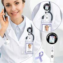 1pc Cute ID Badge Holder, Name Card Case, Retractable Key Chain Reel, Gift For Nurses And Doctors