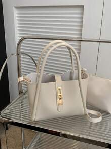 Bolso de mano de mujer de unicolor de PU de moda, versátil bolso cruzado con monedero pequeño