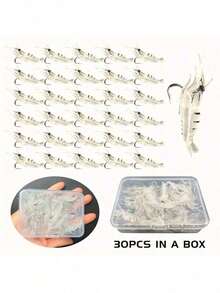 10/30 piezas de cebos para pesca de camarones biónicos, cebo artificial con anzuelo, cebos de camarones blandos para pescar - Multicolor - Ver 3