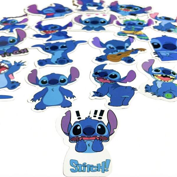 Disney 50pcs/100pcs Disney Stickers - Stitch, Bubbles, And More - Mixed Colors - PVC Material - Self-Adhesive - Reusable - Asymmetrical Shape - Perfect For Laptops, Suitcases, Phones, Guitars, DIY Crafts, And Birthday Gifts, School Supplies,Back To School