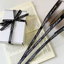 35 Yards Ivory White Blessing Phrase Printed Ribbon, Elegant Black Ribbon For Flower Bouquet, Cake, Gift Box, DIY Wedding Favors Decor - Multicolor - View 5