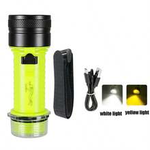升级版 LED 水肺潜水手电筒内置 18650 电池 C 型可充电潜水手电筒超亮水下 50 米灯 - 綠色 - 查看 10