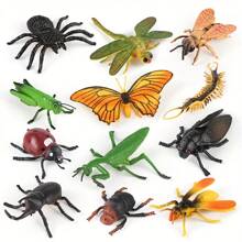 8pcs/12pcs Large Size Insect Toy Models, Scientific Cognitive Puzzle Toys, Realistic PVC Material Bugs, Spider Butterfly Dragonfly Ladybug Etc, Birthday Party Cake Topper Insect Figurines, Fool's Day Prank Toys
