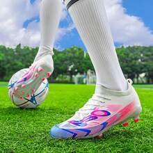 男子低帮长钉足球鞋户外AG草地训练比赛专业运动鞋 - 白色 - 查看 3