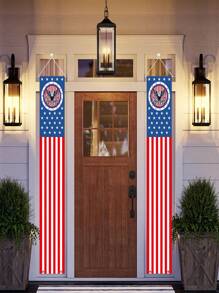 2PCS National Flag Banners, Welcome Signs, Independence Day, Memorial Day Decorations, Suitable For The Front Door Walls Of Homes, Both Indoors And Outdoors