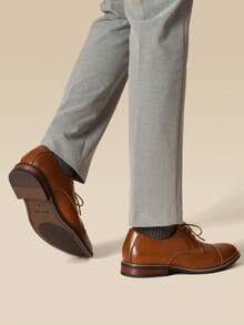 Men's Classic Modern Formal Oxford Lace Up Dress Shoes - 棕色 - 查看 6