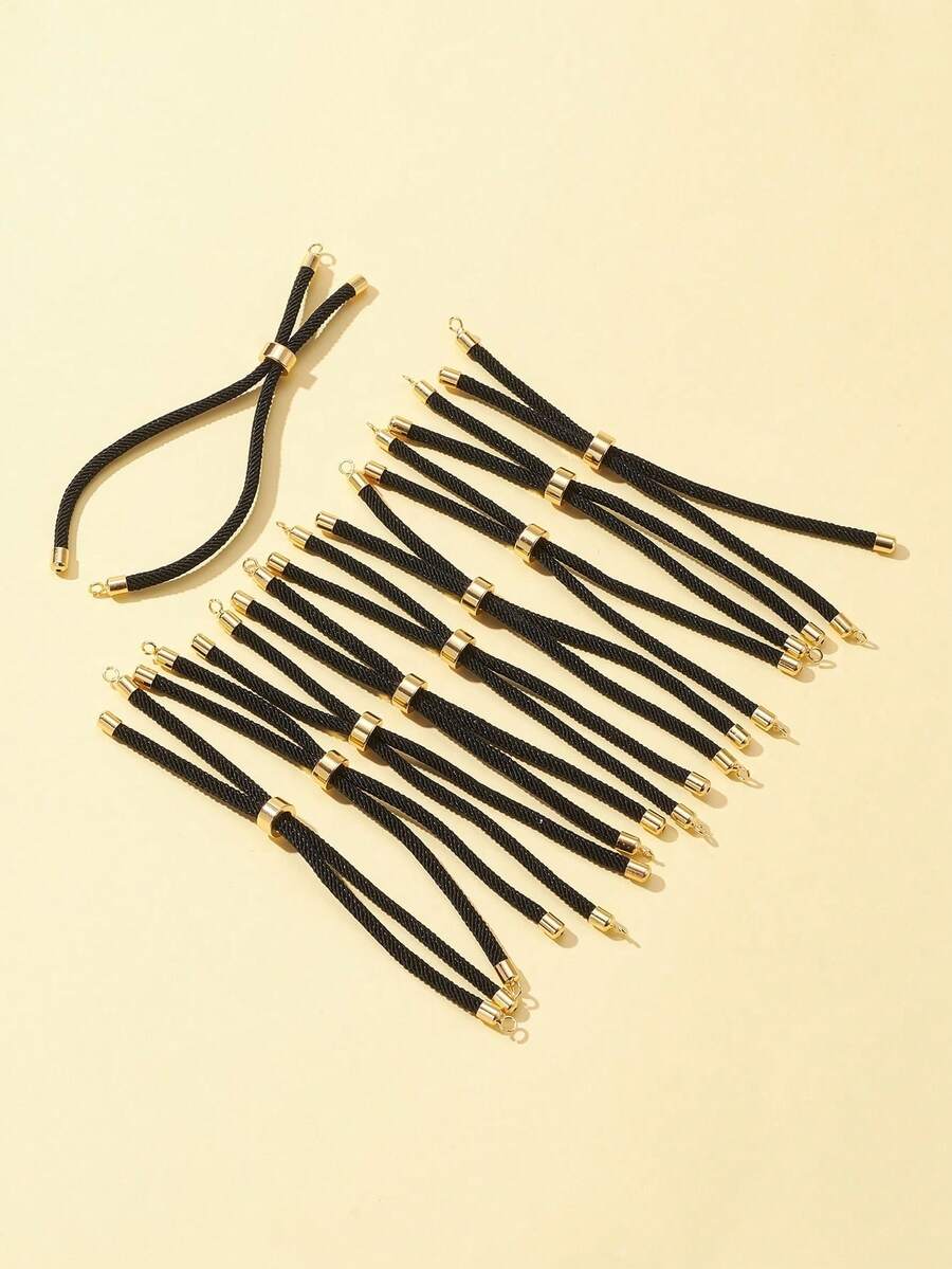 Set de 10 piezas de kit para hacer pulseras con cuerda de nailon y accesorios de latón, 10 piezas por color - Negro - Ver 1