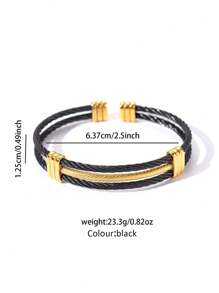 1 pieza Brazalete abierto de acero inoxidable, accesorio de estilo minimalista para hombres, adecuado para uso diario o como regalo para el novio