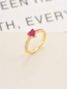 1 件时尚十二月诞生石心形珐琅开口戒指，女士节日礼物 - 戒指 - 查看 5