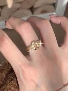 1 pieza Anillo abierto con hebilla de cinturón glamoroso de circonita cúbica redonda para mujer, joyería de decoración geométrica vintage para uso diario, regalo para banquetes, bailes de promoción, fiestas, citas y compromisos