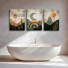 1/3Pcs Framed/Unframed The Sun, The Moon, The Mountains Decorative Paintings, Wall Art Hangings Canvas Posters, Picture Cores, Wall Painting Made Of Pine Wood (Optional Frame)