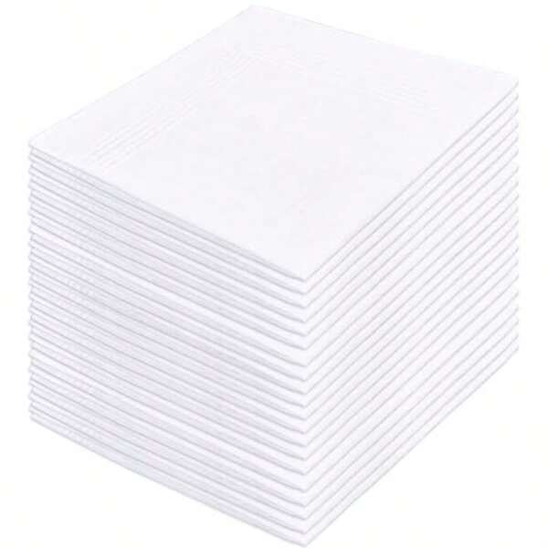 20 Pcs Cotton Handkerchiefs White Men's Handkerchiefs And Pocket Squares Large Hankies For Suits Soft 100% Cotton Hanky Bulk Mens Handkerchief