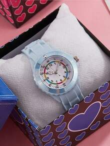1pc Kids Macaron Color Arabic Numeral Dial Silicone Quartz Watch, Suitable As Birthday, Graduation Gift - one-size - View 12