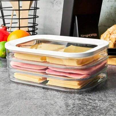 1/2/3/4-Tier Stackable Refrigerated Meat Storage Container Set With Lid - Vegetable, Fruit, Food Safety Refrigerator Organizer For Deli Meats, Turkey, And Cuts - Kitchen Essential