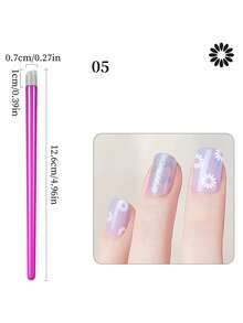 Juego de herramientas de arte de uñas que incluye sello, bolígrafo de graffiti, placa de estampado con diseños de flores, líneas, corazones y mariposas, bolígrafo punteador para decoración de uñas DIY - Rosa Fucsia - Ver 13