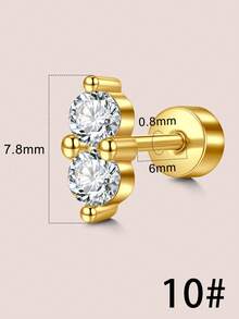 一套20G镀金耳钉，扁平不锈钢蝴蝶、蛋白石、珍珠、花朵、太阳、蛇形十字架、立方氧化锆耳钉，扁平耳骨螺旋耳环，女士扁平耳环，低过敏性立方氧化锆耳环，耳骨螺旋耳环 - 金色-2 - 查看 24