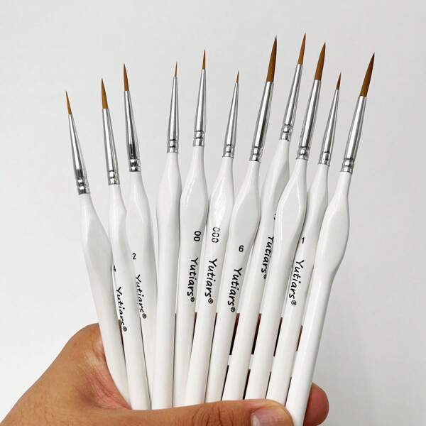 Set de 11 pinceaux de précision Yutiars - Pointe fine, mini et pinceaux de détail pour modèles, maquillage visage et fournitures artistiques, rentrée scolaire, fournitures scolaires