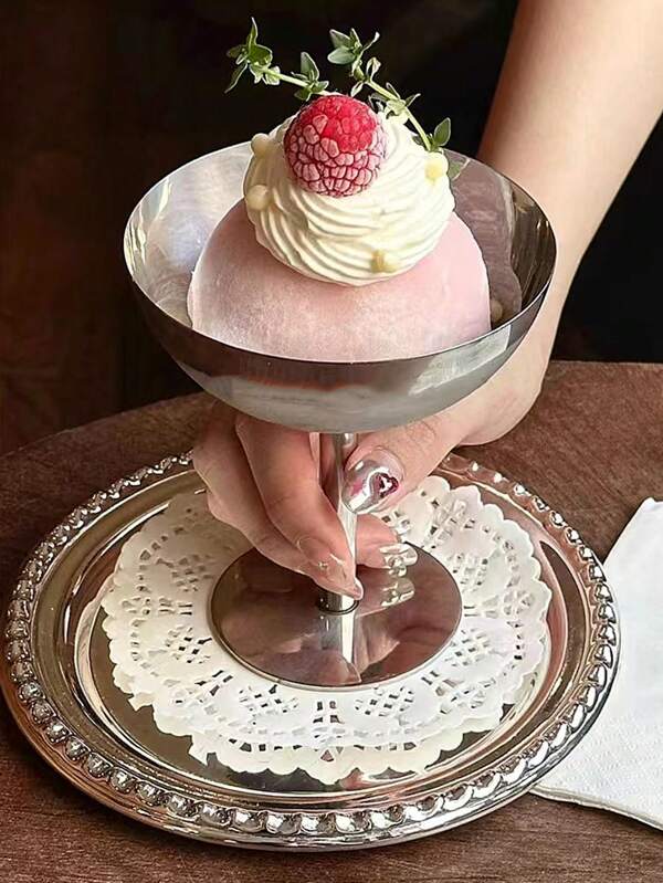 1 pieza Plato de postre, Tazón de verduras, Taza de helado de acero inoxidable, Bandeja de servir, Tazón de fruta, Taza de pudín de té de la tarde, Platos lindos, Bandejas, Tazón de taza alta, Platos lindos Candelabro, Útiles escolares