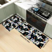 1 pieza Alfombra suave de cocina, Felpudo lavable antideslizante, Alfombra camino, Felpudo, Juego de alfombrillas de baño, sala de estar, lavandería, Alfombra de área, Decorativa apta para cocina, sala de estar, entrada, balcón, decoración del hogar, anti-suciedad, cafetería, bar, fiesta, regalo festivo, Alfombra de piso de dormitorio, Alfombra de baño, Decoración de habitación, Decoración de cocina, Diseño de reno en marco azul y blanco a rayas de fondo colorido