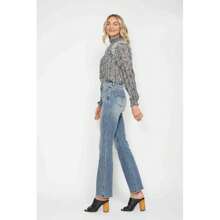 Full Size Tummy Control Back Embroidered Pocketed Bootcut Jeans Plus Size