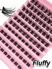 Rikuaild 100PCS D Curl Clusters Lashes Fluffy Soft Crossed Dramatic DIY Lash Wispy Natural Look False Eyelashes - D - Xem 2