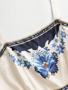 大码女式花卉印花阔腿连体裤