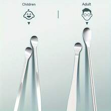 6Pcs Ear Pick Spoon, Stainless Steel Ear Pick Spoon Set, Spiral Adult Ear Cleaner, Ear Pick Spoon - Black - View 2