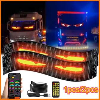 Led Devil's Eye Light USB Multi-Mode Pixel Panel Windshield Strobe Dynamic Demon Eye Decorative Ambient Light For Truck Car 5V