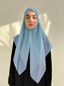 1pc Solid Color Women's Versatile Rectangular Instant Hijab Headscarf, Breathable Comfortable Lightweight High Density Chiffon Knitted Fabric, 175*70cm Chiffon Rectangular Scarf, Undershirt Headscarf, Shawl, Hijab, Suitable For Everyday Wear