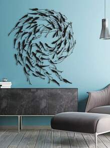 1 pièce Sculpture murale en métal décorative en forme de poisson - Décoration côtière contemporaine, thème animalier, sans électricité, ornement suspendu élégant