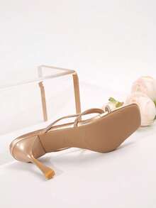 French Breeze Square Toe Slippers, Women's Summer Wear Sandals, New Style Suitable For Dresses, Thick Heel, Suitable For Date, Shopping, Party, Business - Champagne - View 9