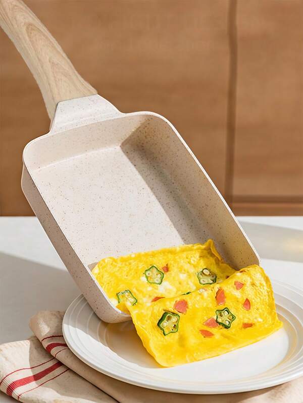 1 Sartén antiadherente japonesa para tortilla de huevo de piedra, sartén para tamagoyaki de cocina, sartén de mango, sartén de plancha de uso diario, sartén multifunción para huevos, sartén rectangular para tortilla de desayuno, sartén antiadherente para bistec apta para todo tipo de cocina